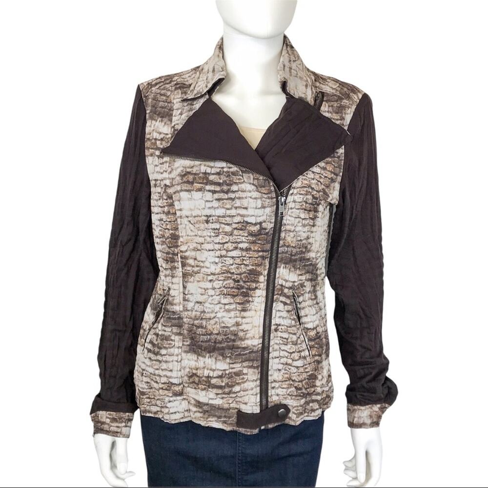 Alberto Makali Moto Biker Brown Brick Zip Jacket - Picture 5 of 11
